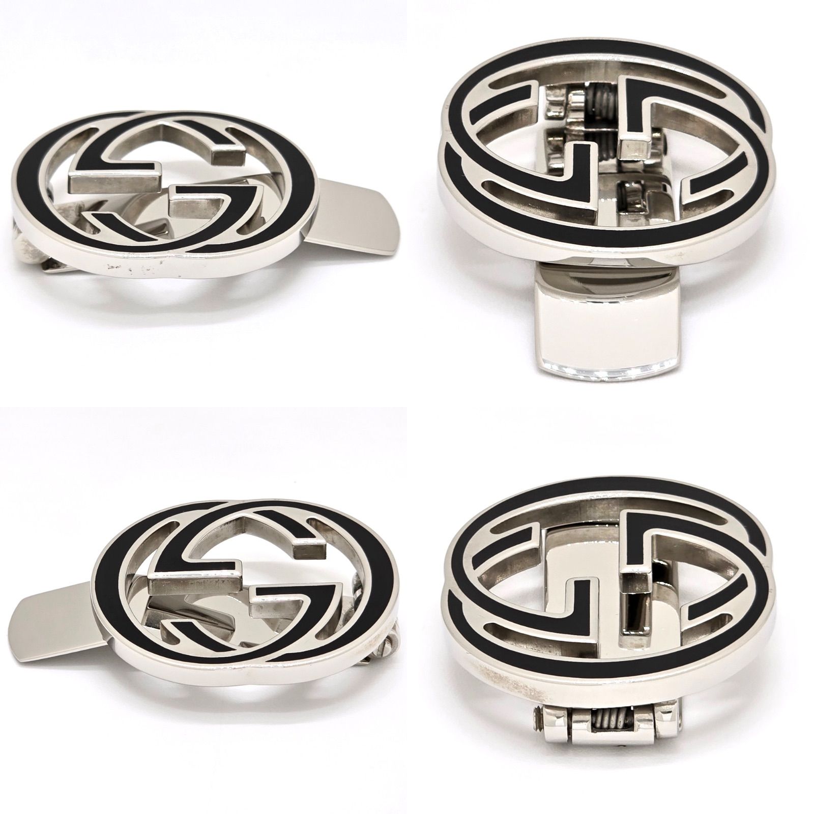 GUCCI グッチ インターロッキングG マネークリップ ブラック/シルバー