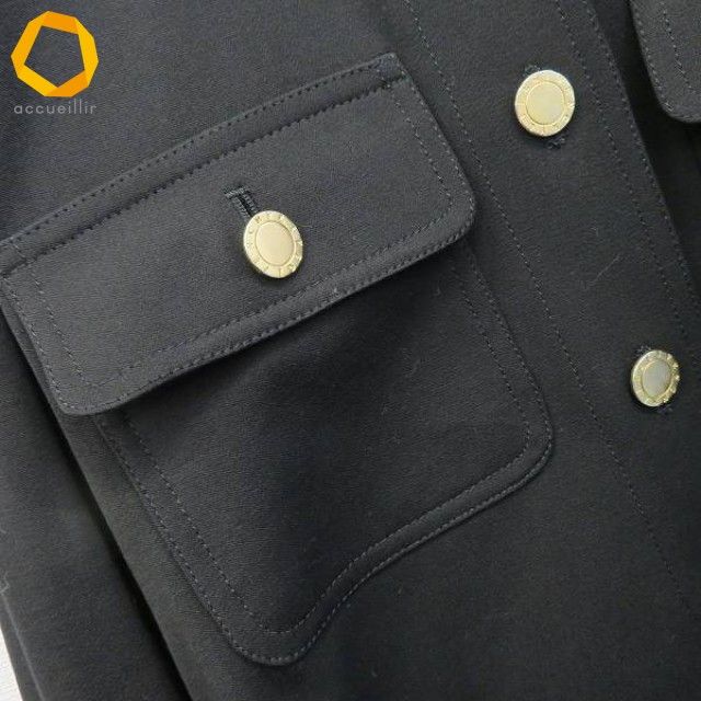 GIVENCHY Life ノーカラー 金ボタン スカートスーツ ネイビー GIVENCHY