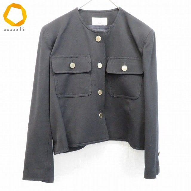 GIVENCHY Life ノーカラー 金ボタン スカートスーツ ネイビー GIVENCHY