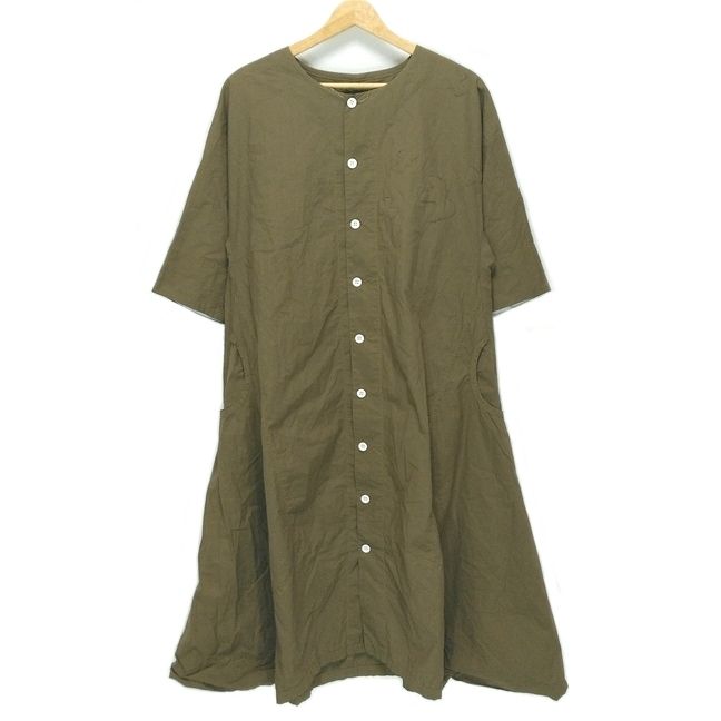 センソユニコ i+mu 半袖ブラウス　シャツ　上着　サイズ40 新品未使用 i+mu(イム/センソユニコ) ワンピース サイズ40 M レディース - カーキ