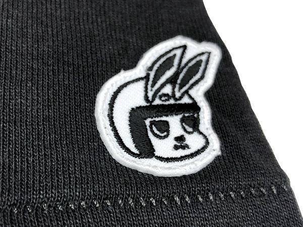 袖CHECKER RABBIT POCKET T-shirt スミクロ/黒 black ブラック 無地
