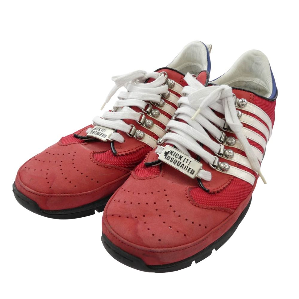 DSQUARED2 ディースクエアード S16SN404 Vitello Texture Tecnica キャンバス スエード レザー スニーカー レッド系 43【中古】
