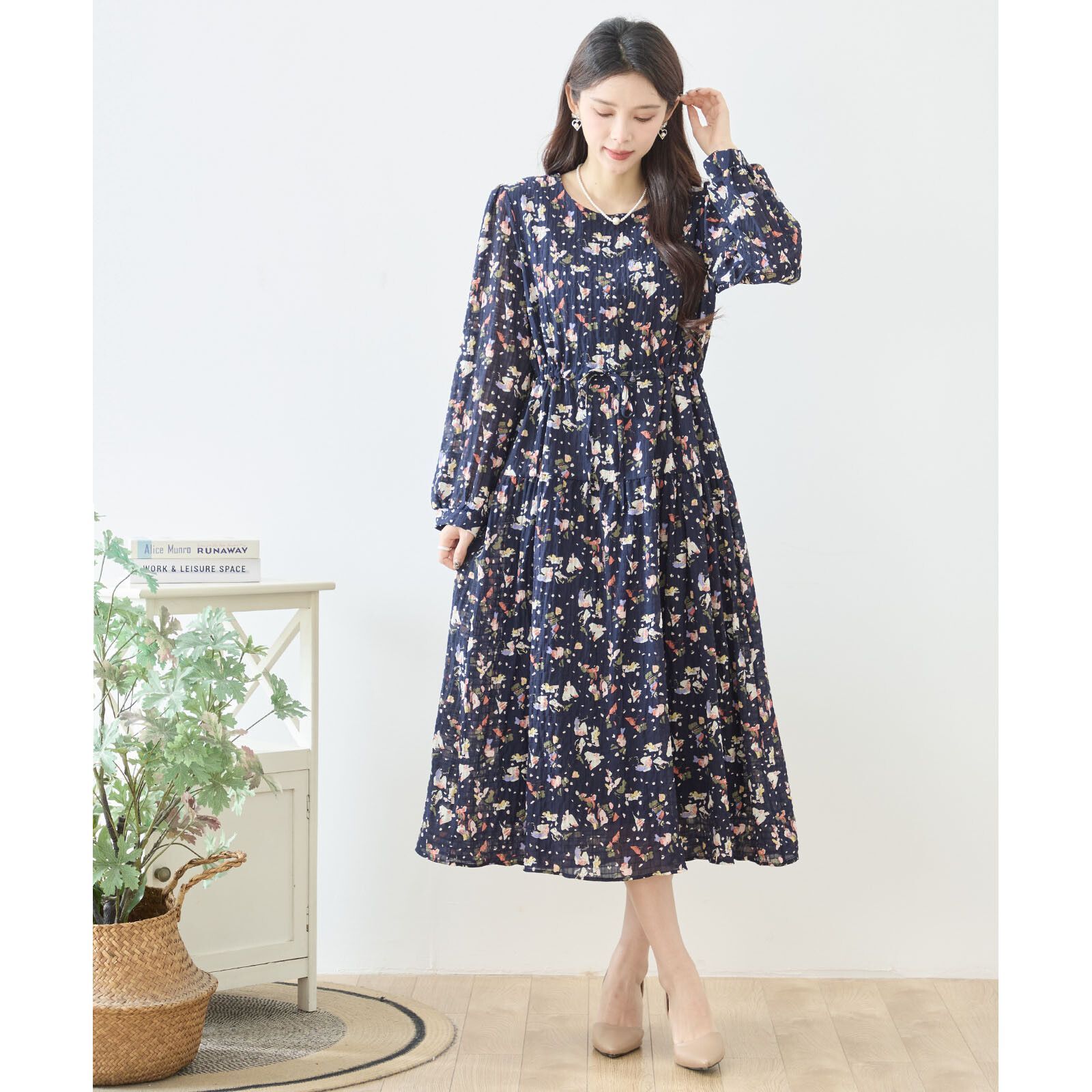 ☆SALE☆NEW Spring☆【TRUBE】フラワープリント ギャザー ロング