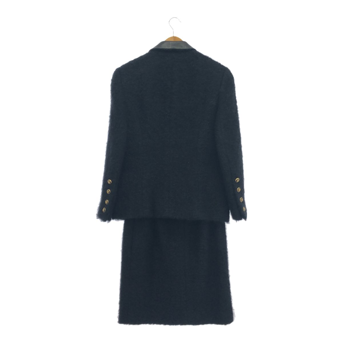 CELINE セリーヌ レザーカラーモヘアセットアップ ジャケット スカート