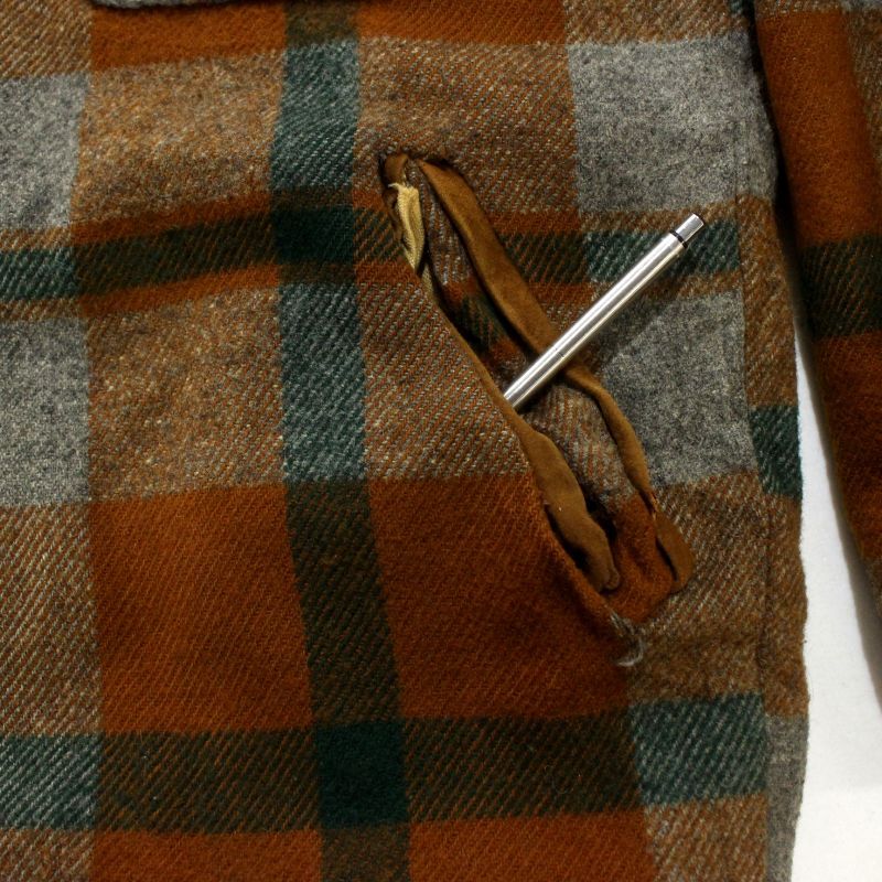70s vintage WOOLRICH チェック柄 襟スウェード 裏地ボア ウール
