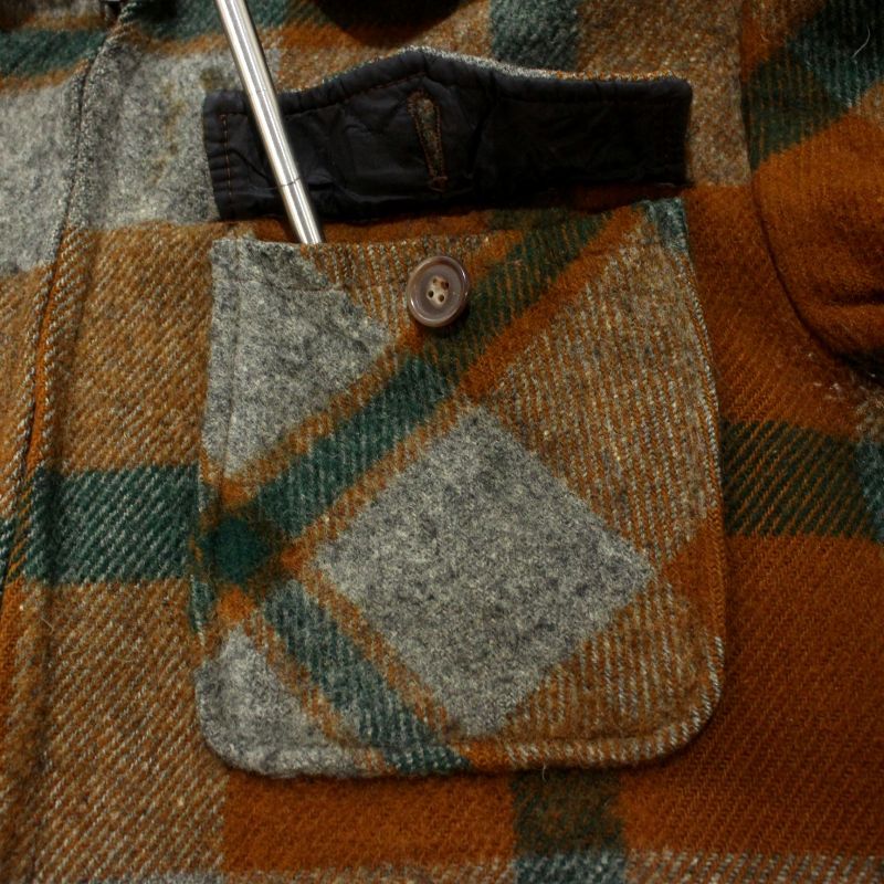 70s ビンテージ ウールリッチ ウールジャケット チェック 裏ボア 古着 L 70s vintage WOOLRICH チェック柄 襟スウェード 裏地ボア ウール