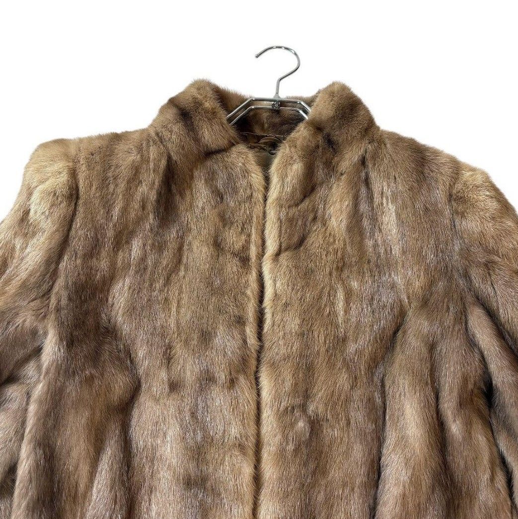 美品 デミバフミンク ファーコート リアルファー 15 XXL位 極太袖 毛皮 デミバフミンク ファーコート リアルファー 本毛皮 貂 アウター毛色