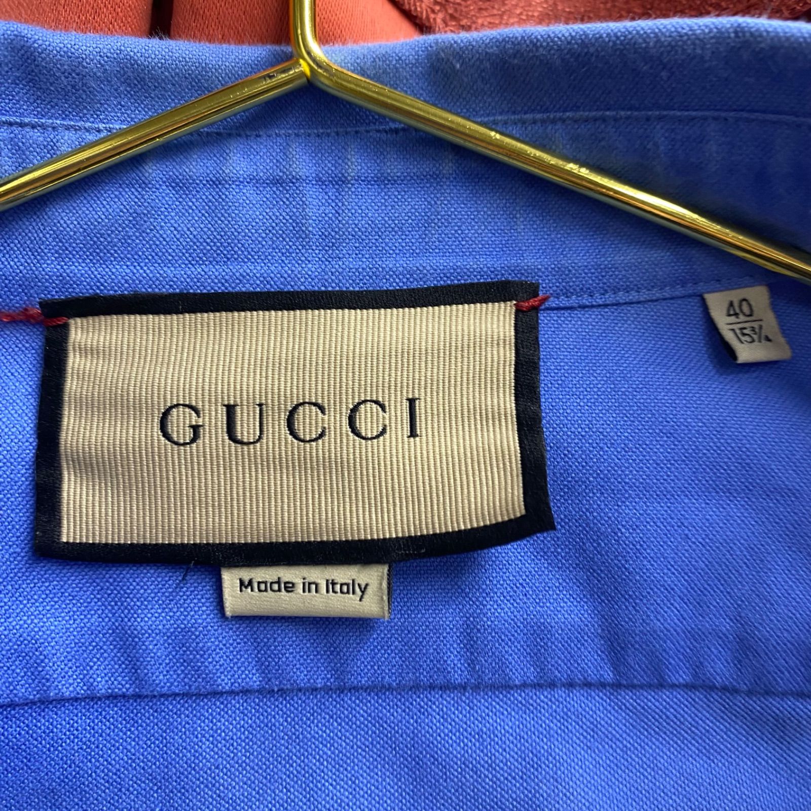 GUCCI グッチ ワイシャツ シャツ 長袖 ブルー ロゴ インターロッキング 