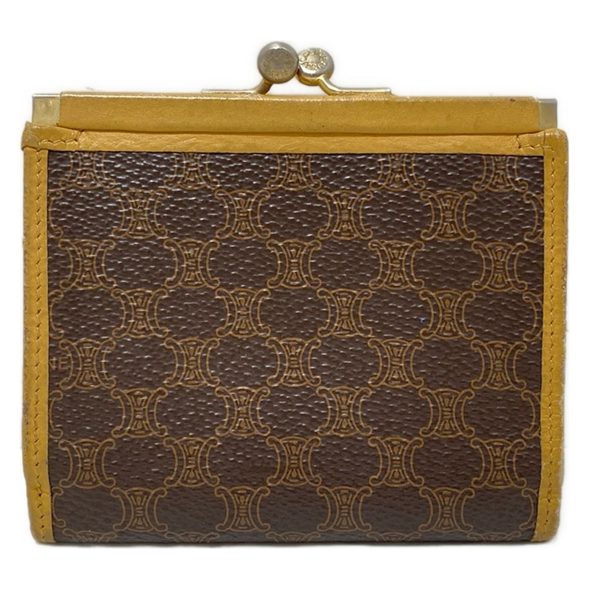 CELINE(セリーヌ) 3つ折り財布 マカダム柄 ダークブラウン×ライト