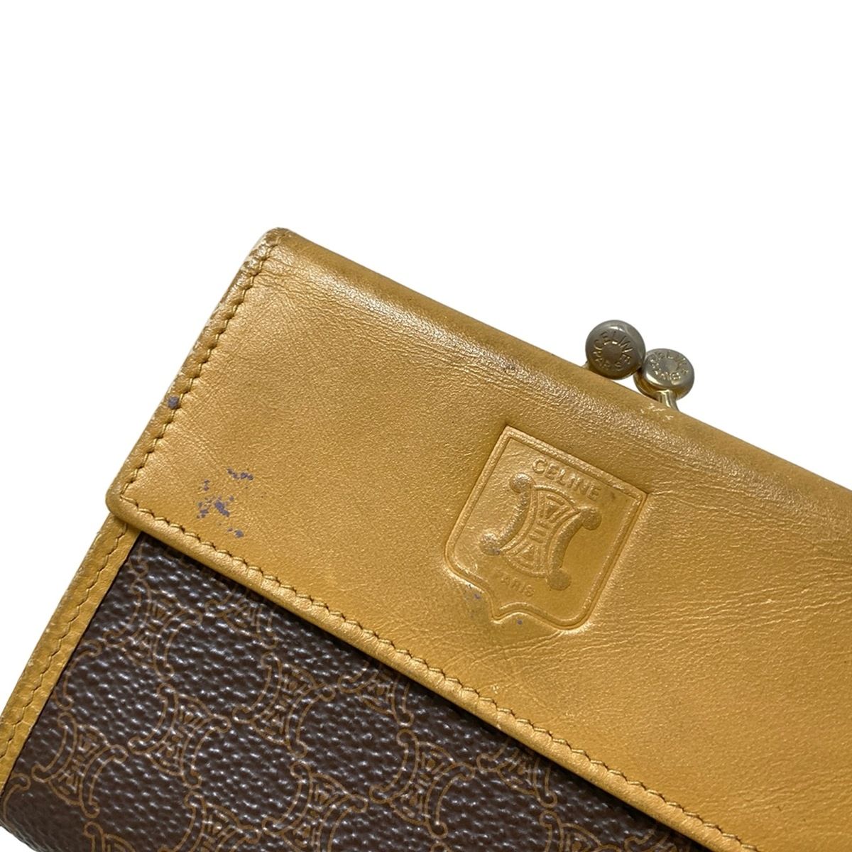 CELINE(セリーヌ) 3つ折り財布 マカダム柄 ダークブラウン×ライト