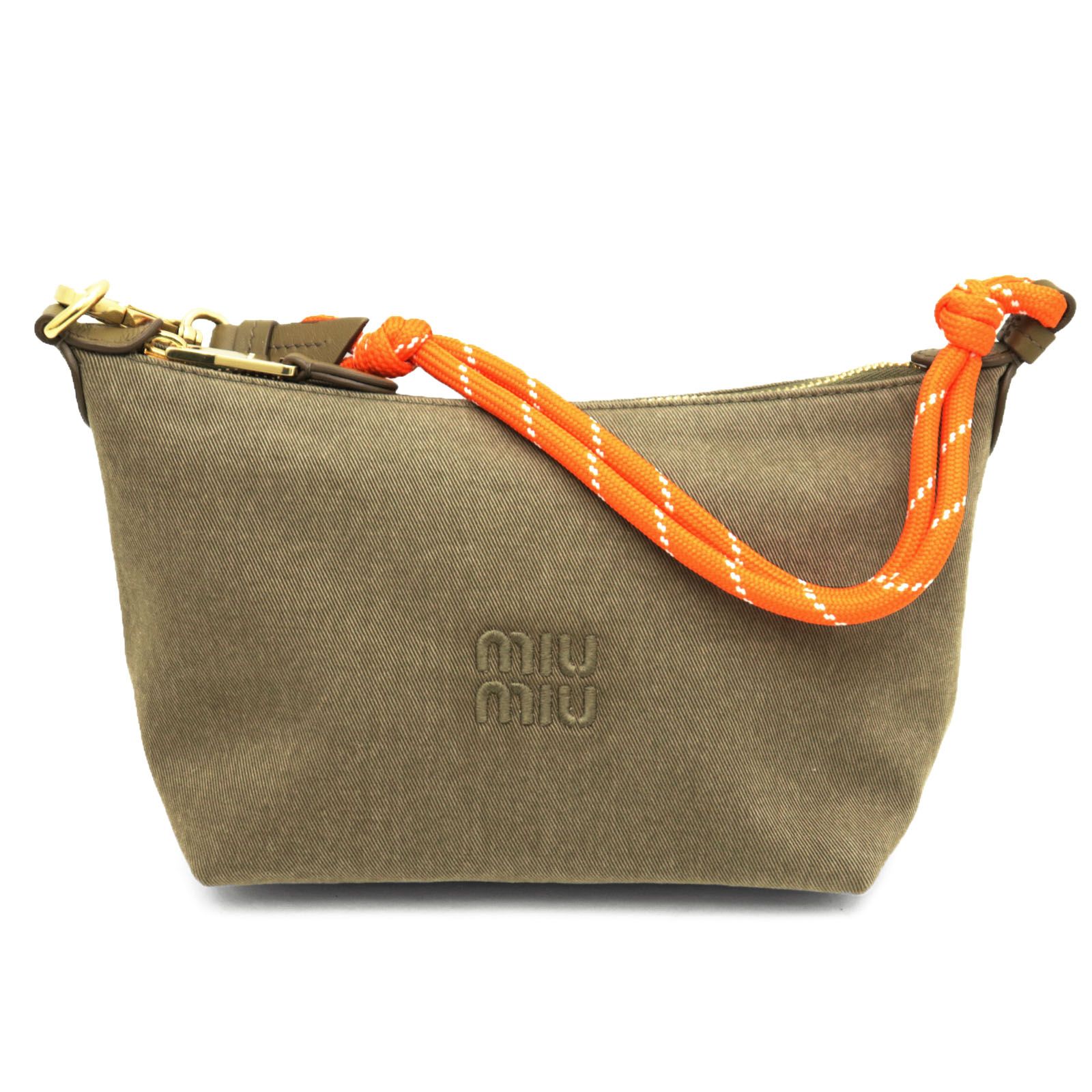 新品同様】Miu Miu ミュウ・ミュウ ギャバジン ポーチ ミニバッグ ロゴ 