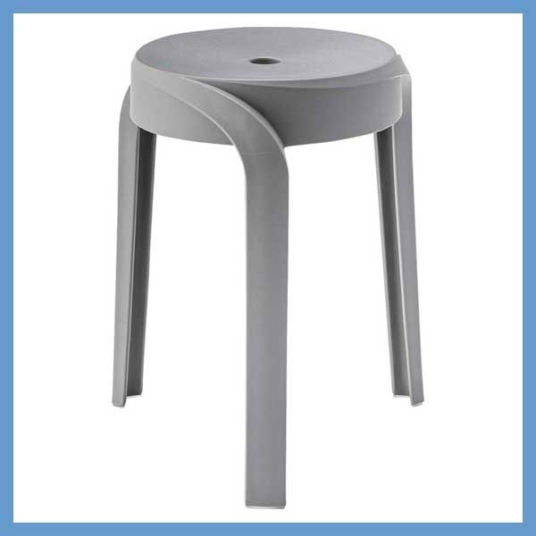 ポリプロピレン製のスタッキング丸型スツール（三本脚）「W38×D38×H45.5cm」No.860／グレー