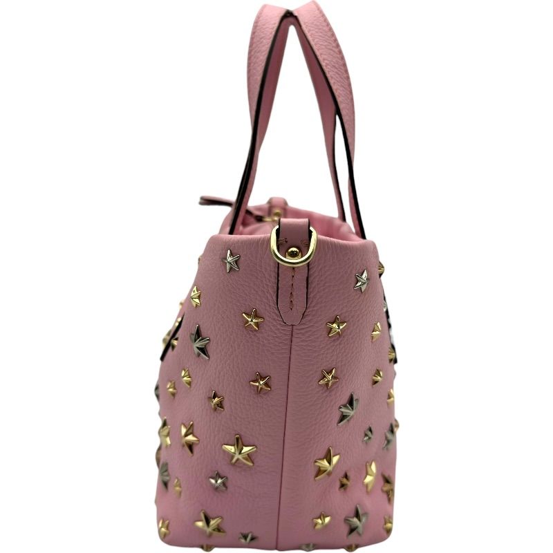 ジミーチュウ JIMMY CHOO スタッズハンドバッグ ピンク レザー