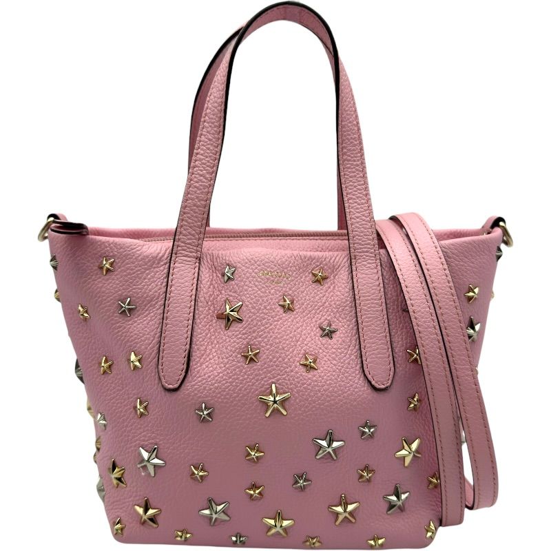 ジミーチュウ JIMMY CHOO スタッズハンドバッグ ピンク レザー