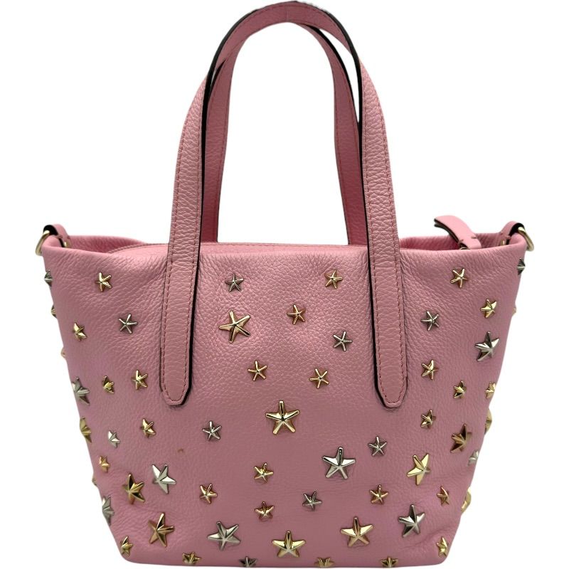 ジミーチュウ JIMMY CHOO スタッズハンドバッグ ピンク レザー