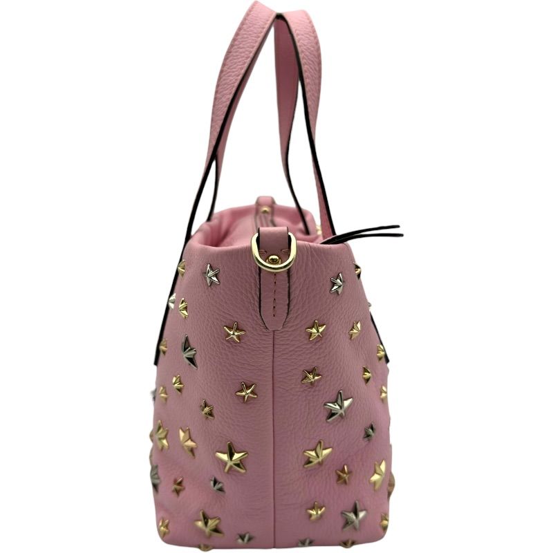 ジミーチュウ JIMMY CHOO スタッズハンドバッグ ピンク レザー