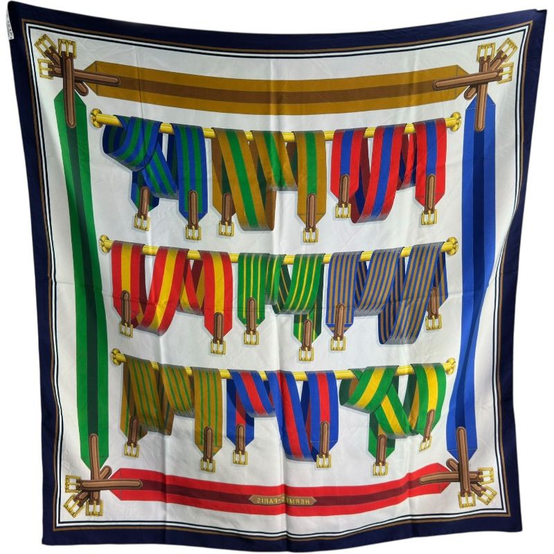 エルメス HERMES カレ90 Sangles マルチカラー シルク レディース