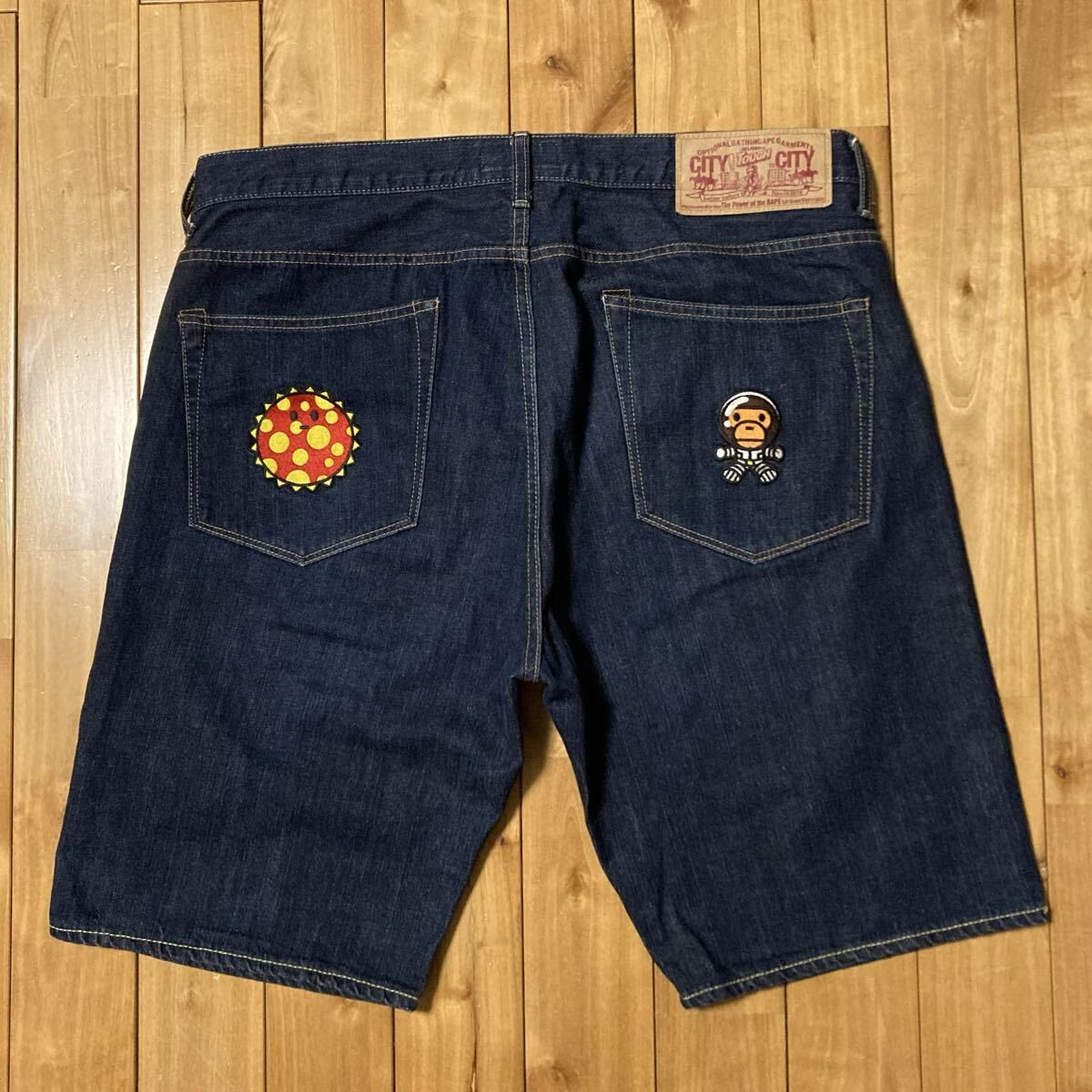 ☆XL☆ Cosmos Milo 刺繍 デニム ハーフパンツ a bathing ape BAPE