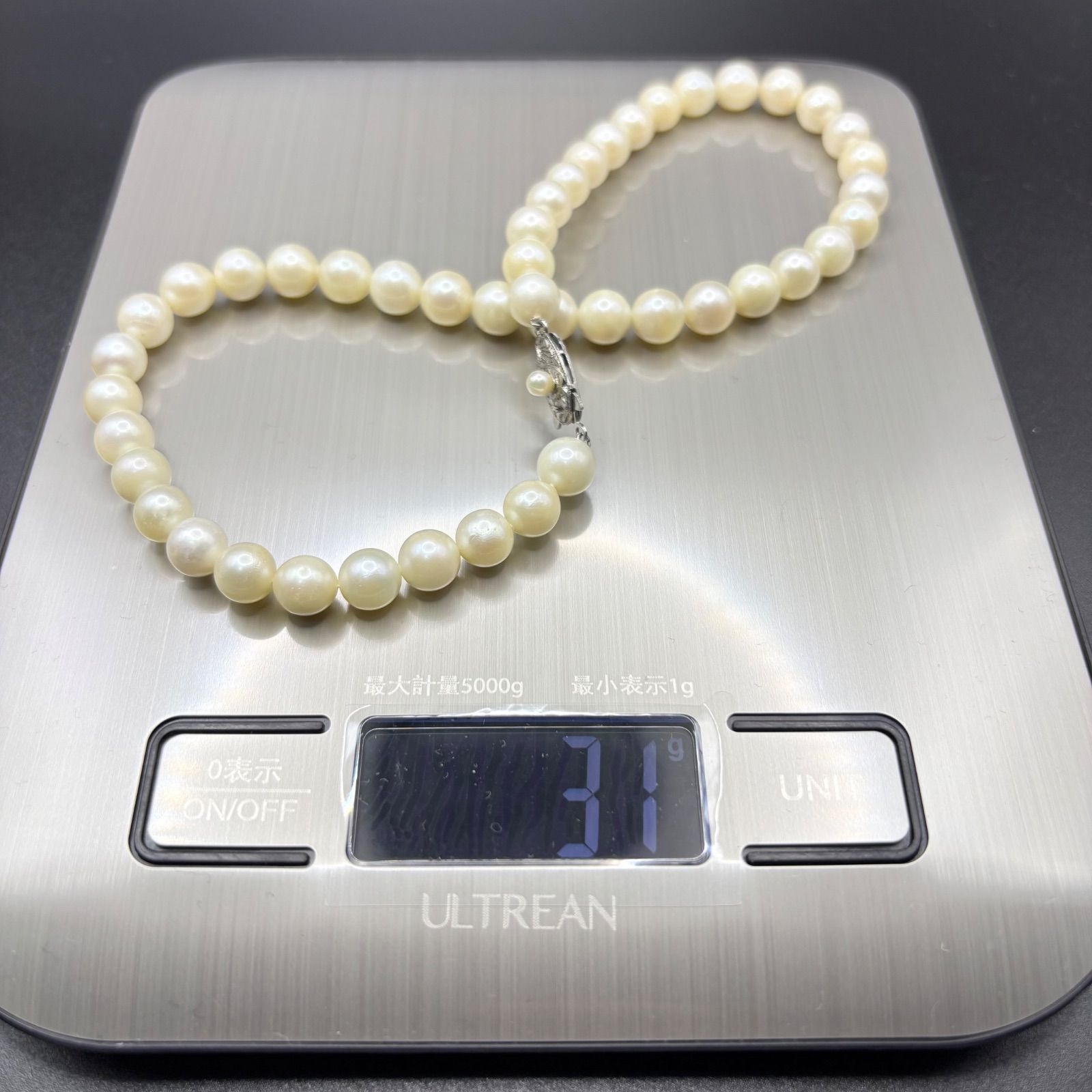 本真珠 パール ネックレス 約8.0mm 大珠 ラウンド シルバー金具 SILVER 