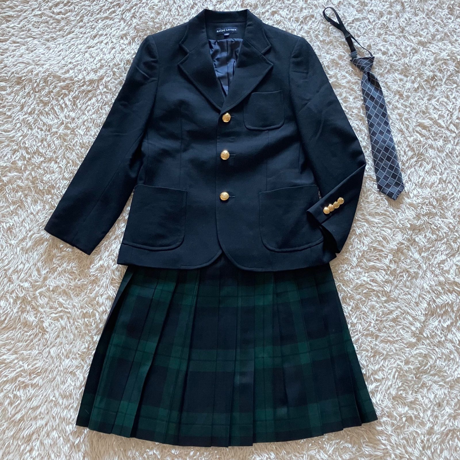 ラルフローレン セットアップ 卒服 女の子 紺ブレ プリーツ スカート