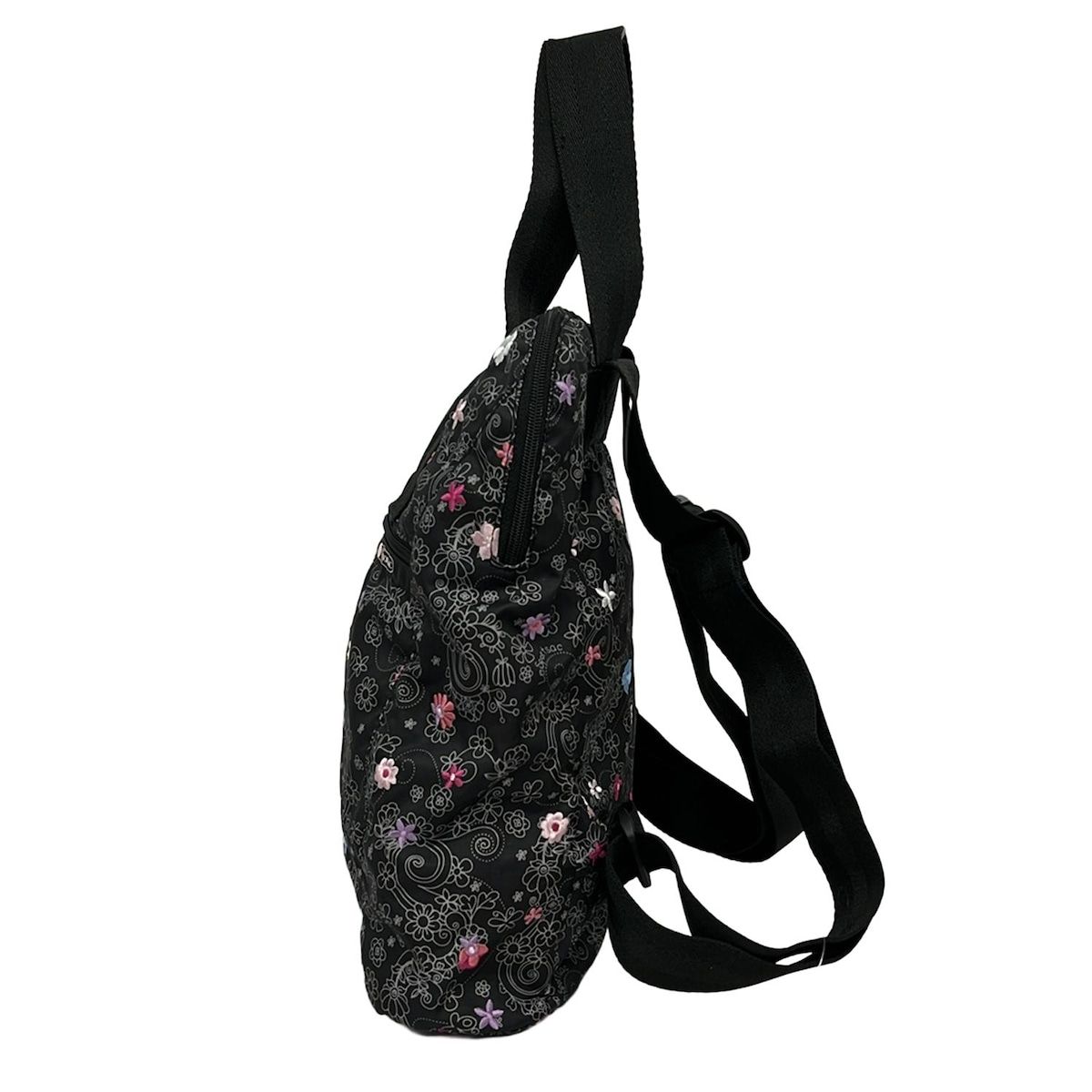 LESPORTSAC(レスポートサック) リュックサック - 黒×グレー×マルチ 花