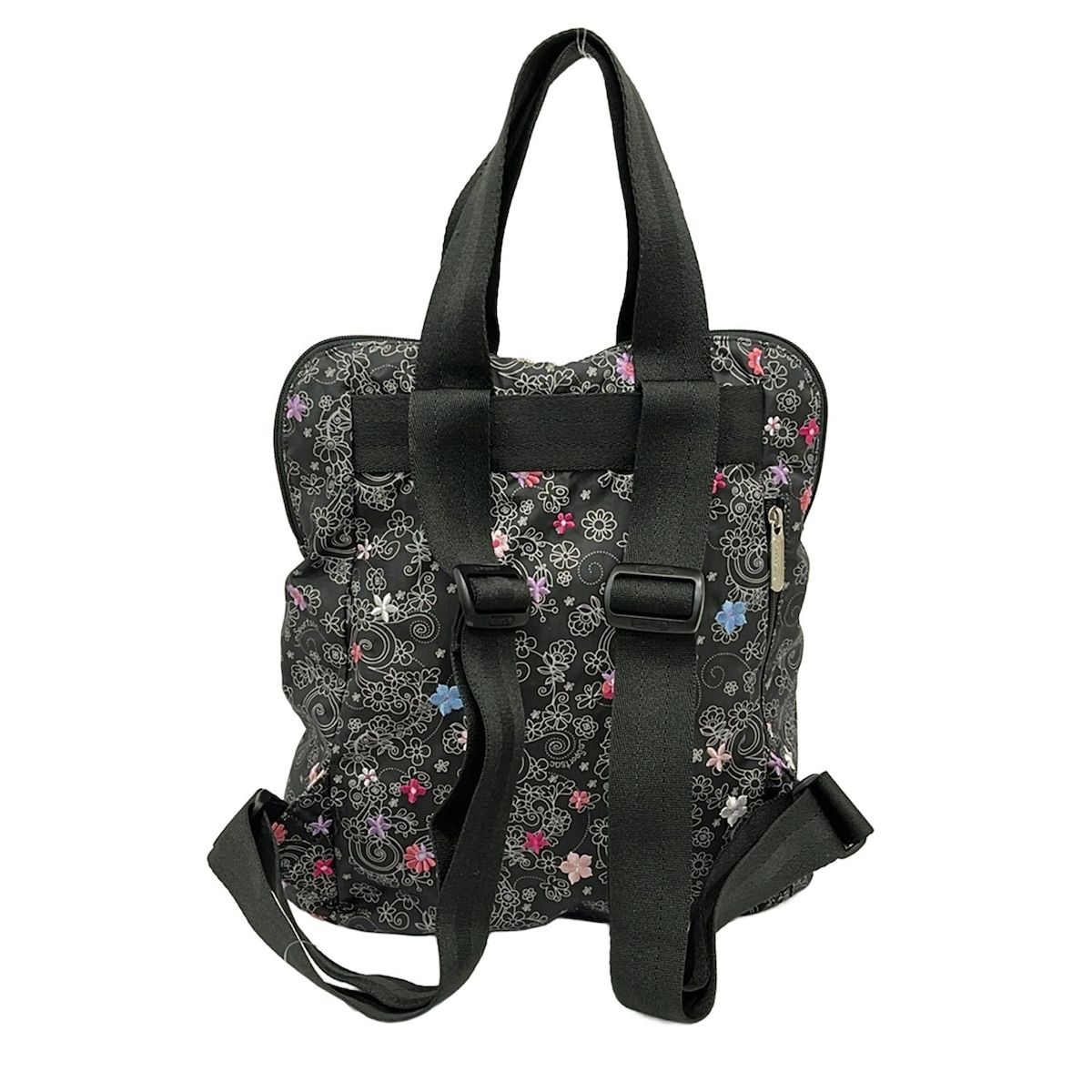 LESPORTSAC(レスポートサック) リュックサック - 黒×グレー×マルチ 花