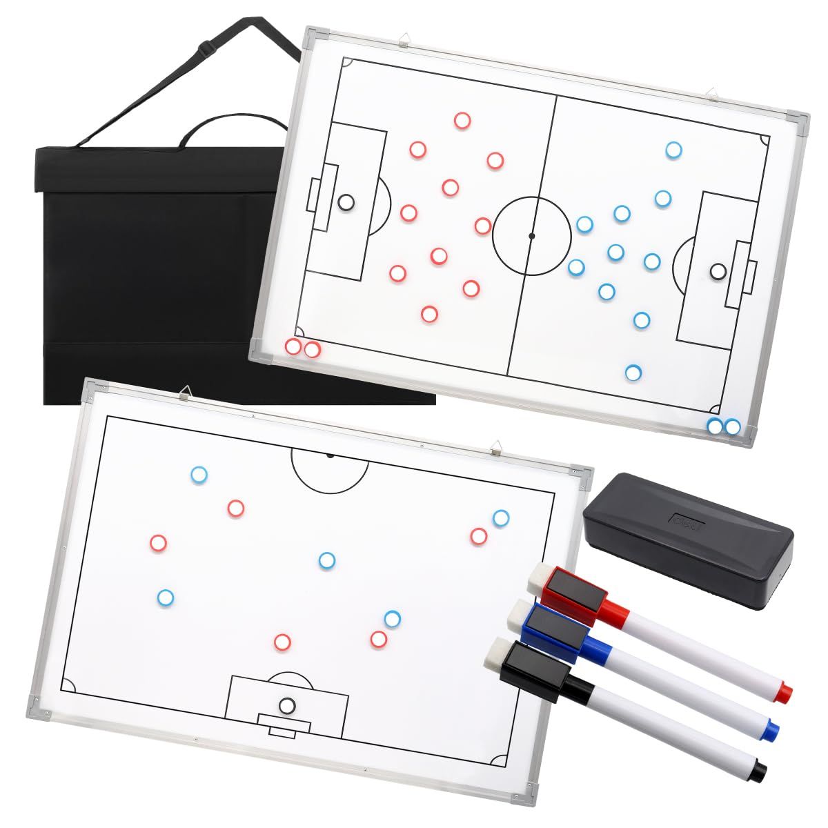 mewin サッカー用 作戦板 戦術ボード 作戦盤 両面 フルコート/ハーフコート マグネット対応 壁掛け 作戦版 (大型サイズ) [大型サイズ]