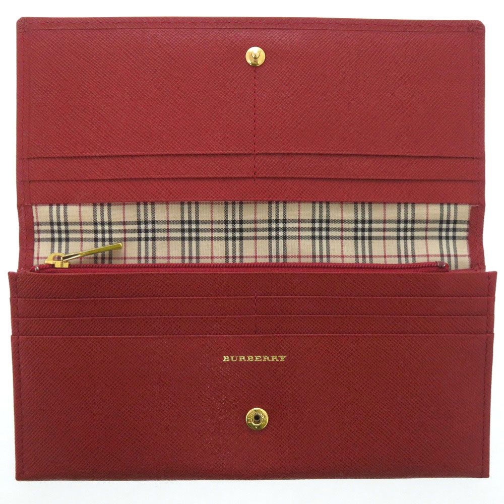 美品 バーバリー ノバチェック ゴールド金具 レザー ボルドー レッド