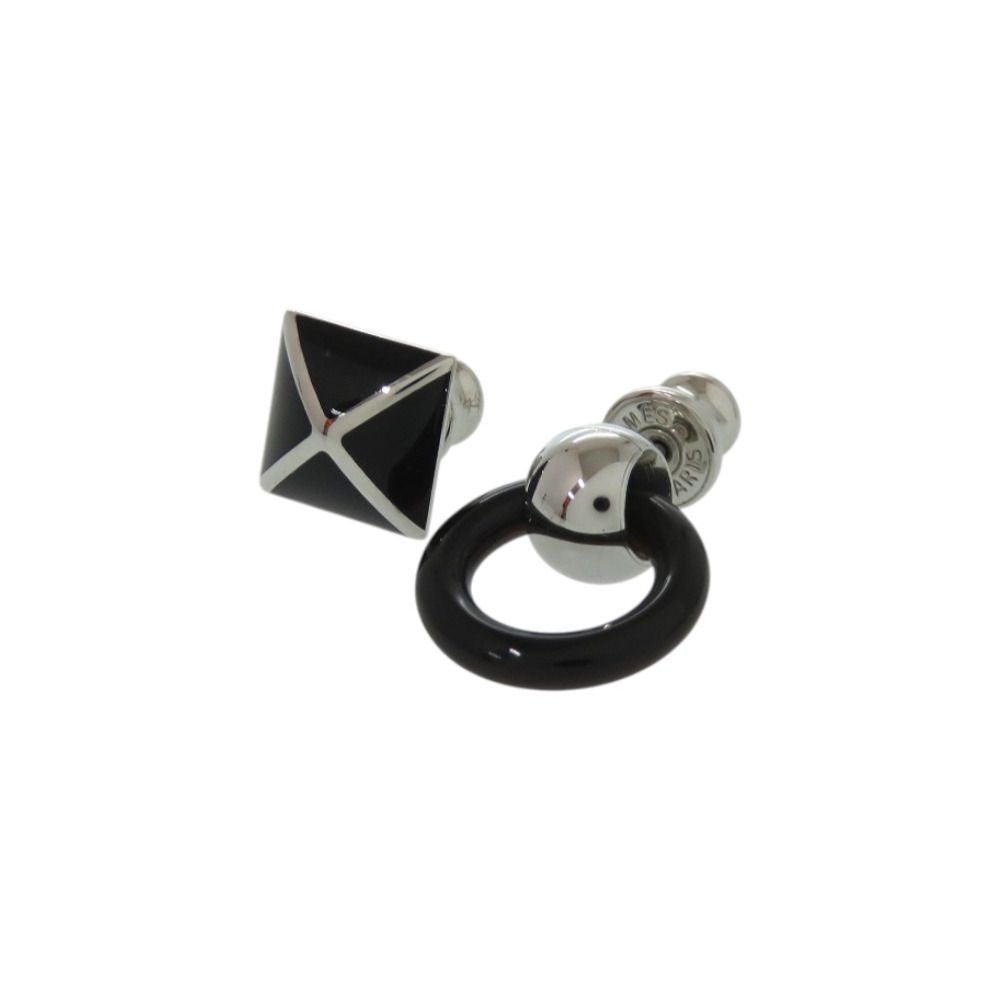 新品同様 エルメス メドールXO メタル ブラック 黒 ピアス 0512 HERMES