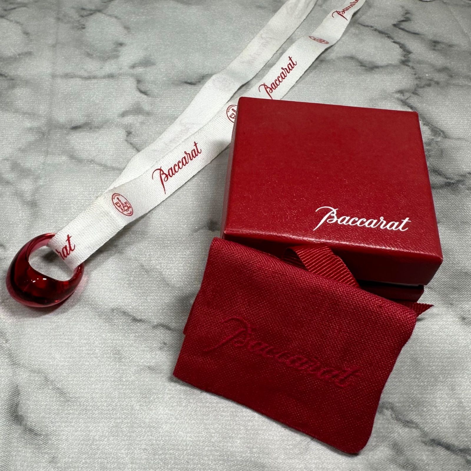 バカラ クリスタル ガラス リング 指輪 Baccarat レッド 赤 内径約17