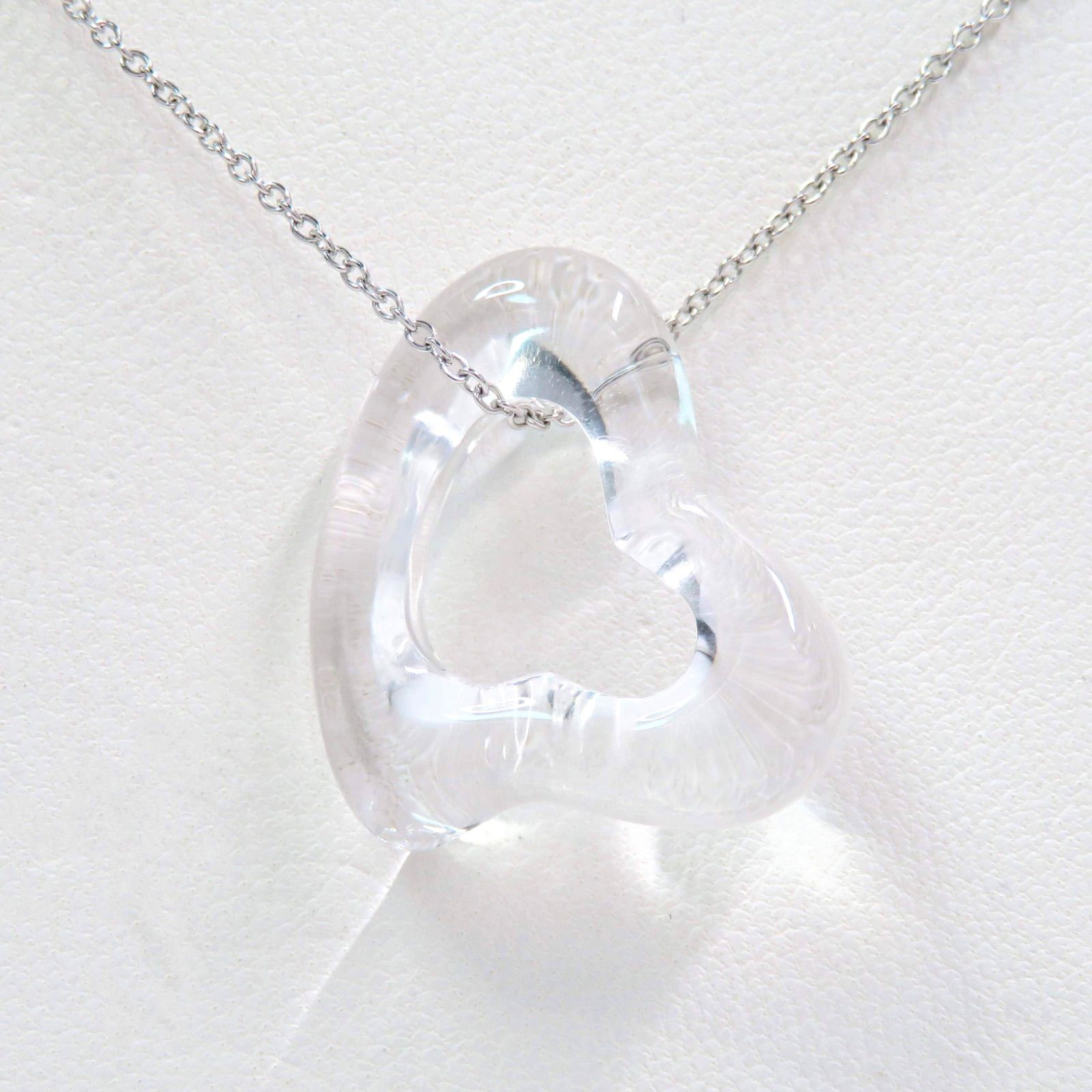 TIFFANY&Co ティファニー Pt950 オープンハート クリスタル ネックレス 