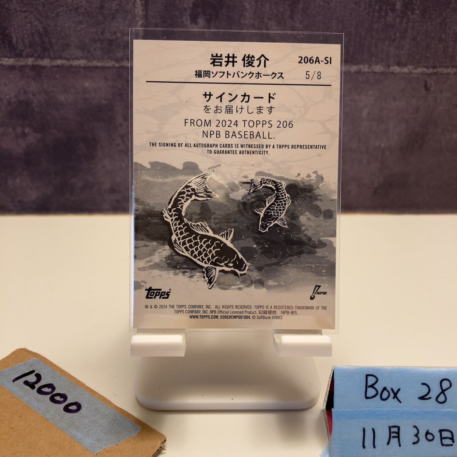 2024 Topps 206 岩井俊介 Shunsuke Iwai 5/8 直筆サインカード 福岡