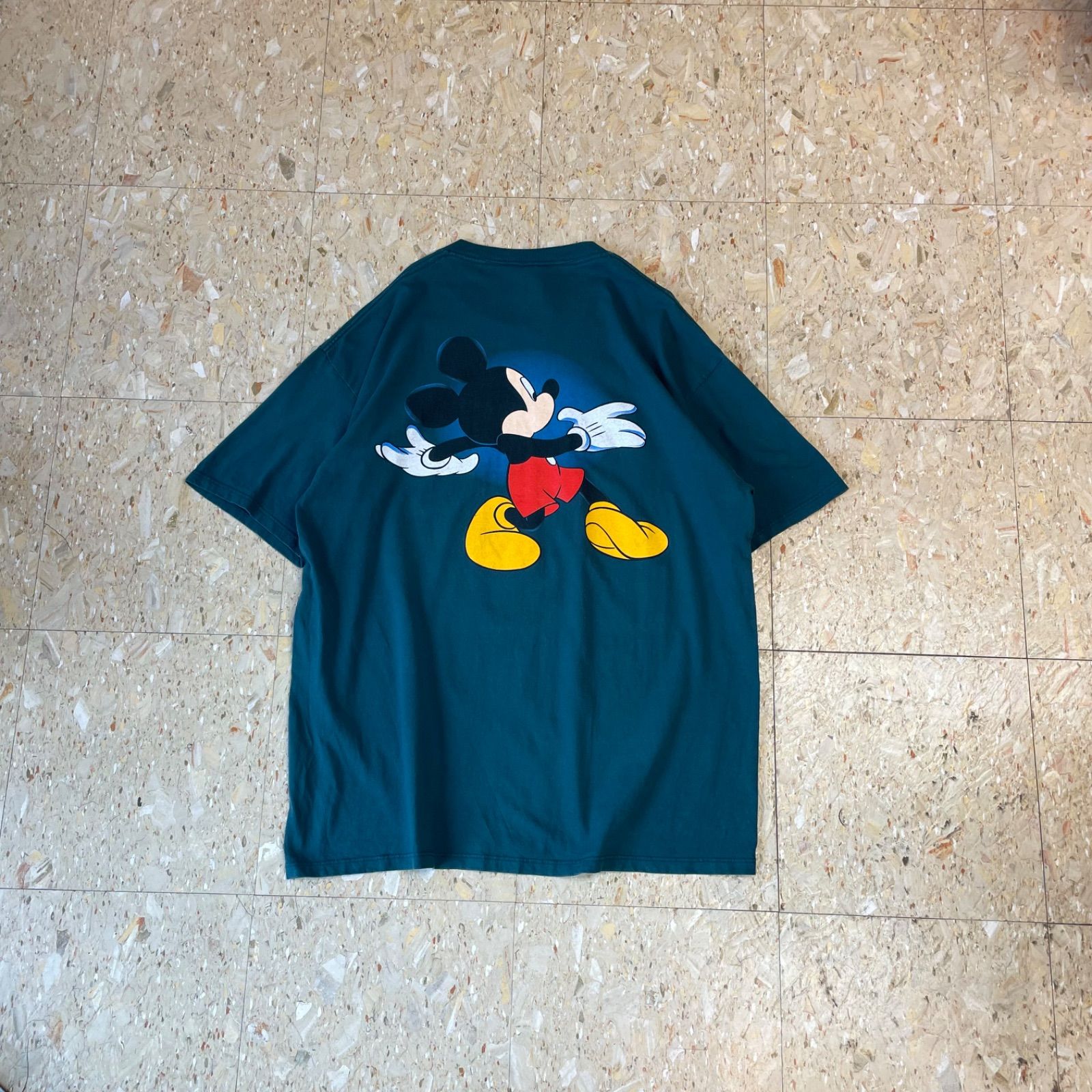 90s USA製 【Disney】 ディズニー ミッキー 忍び足 両面プリント T