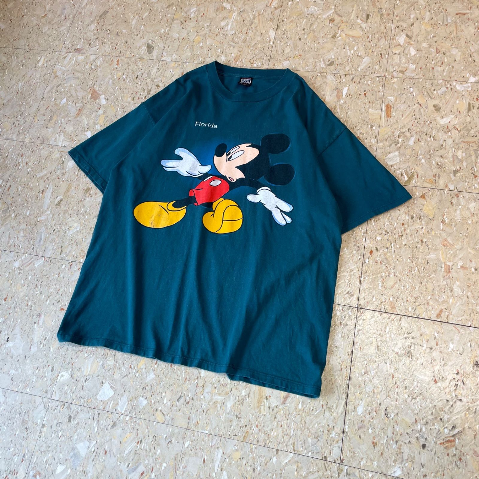 90s USA製 【Disney】 ディズニー ミッキー 忍び足 両面プリント T