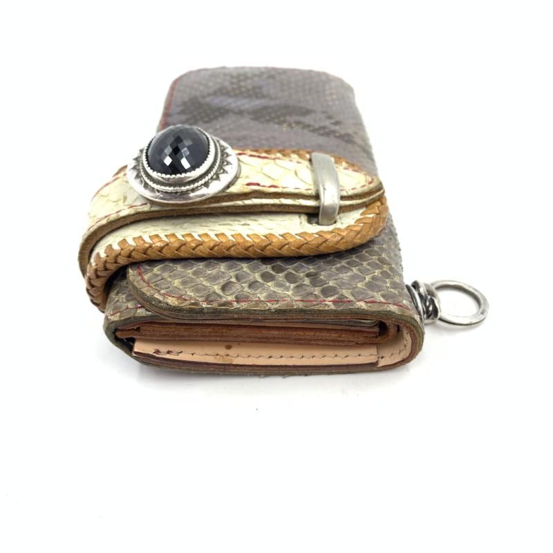 中古】ALZUNI パイソン バイカーウォレット ブルー アルズーニ[24