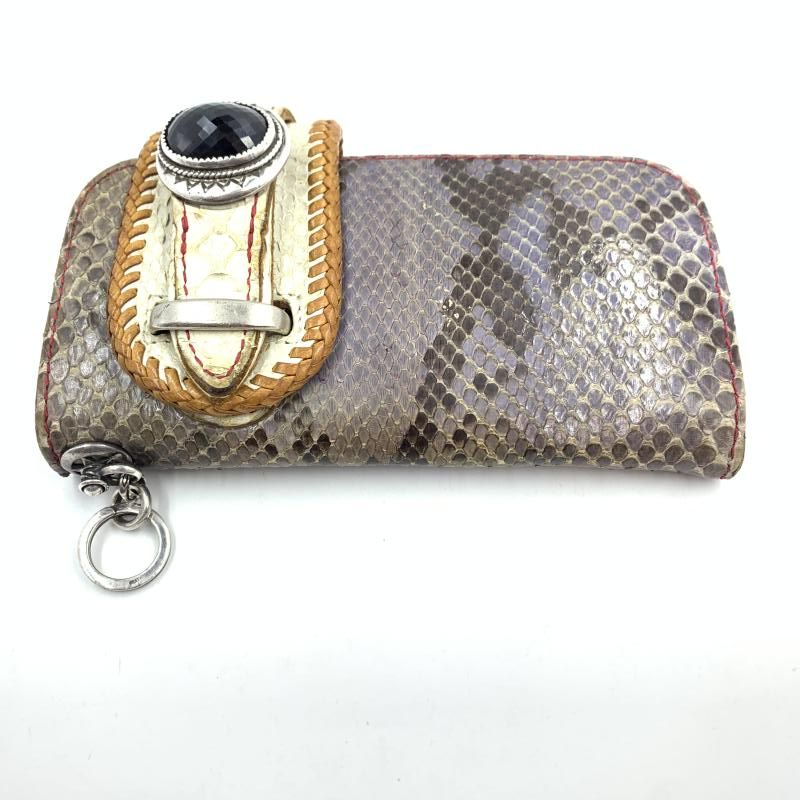 中古】ALZUNI パイソン バイカーウォレット ブルー アルズーニ[24