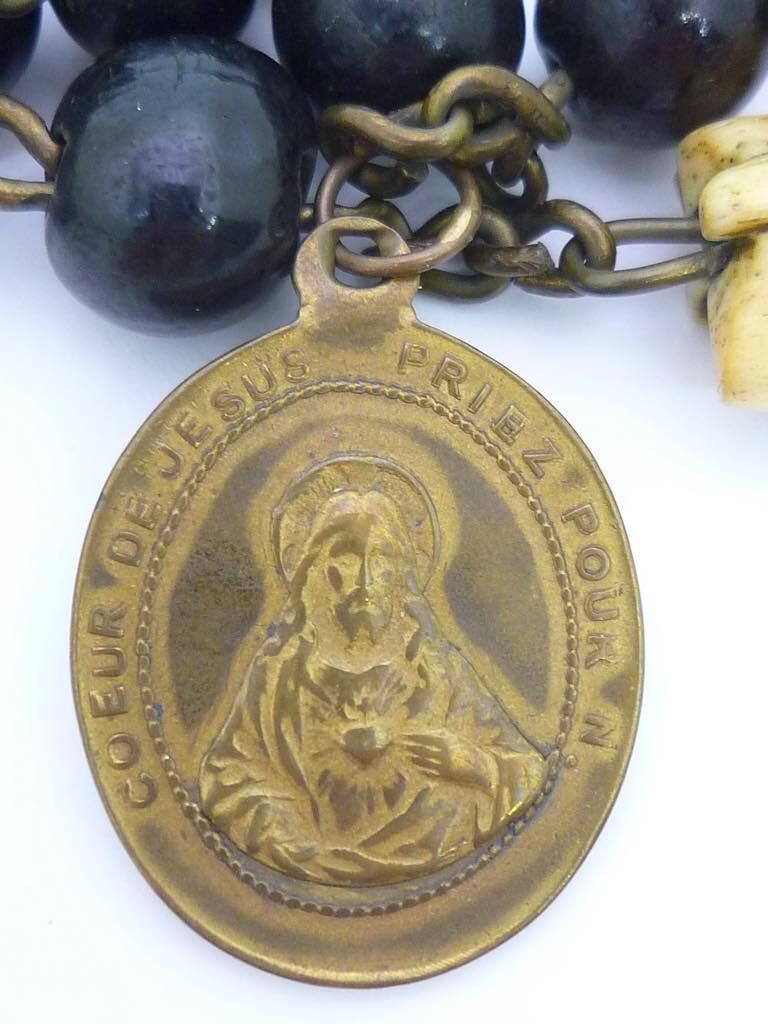 19世紀後半 フランス製 修道会用 ロングロザリオ 死を想え メメント