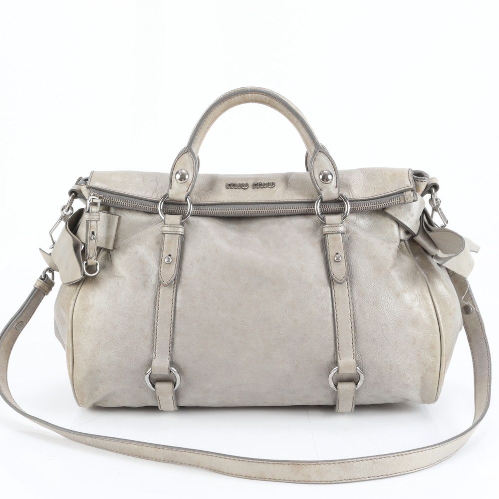 ミュウミュウ ヴィッテロルクス レザー サイド リボン 2WAY