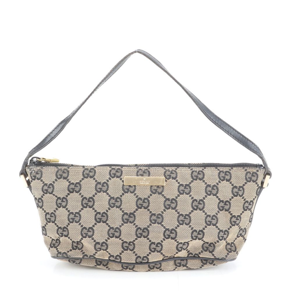 美品 GUCCIアクセサリーポーチ GG柄 キャンバス レザーハンドバッグ 美品 グッチ GG キャンバス アクセサリーポーチ アクセポ 089 1103