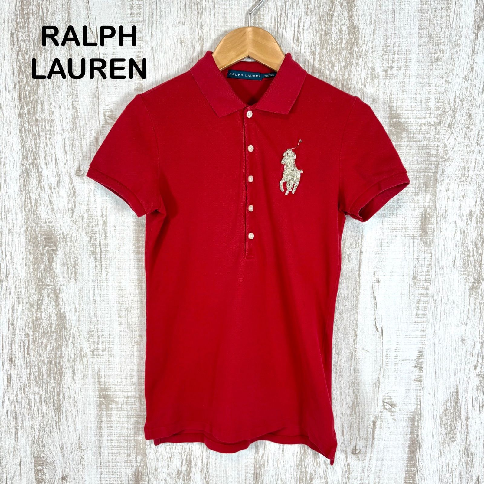 00s RALPH LAUREN ラルフローレン 針金 ビッグポニーロゴ 鹿の子 半袖