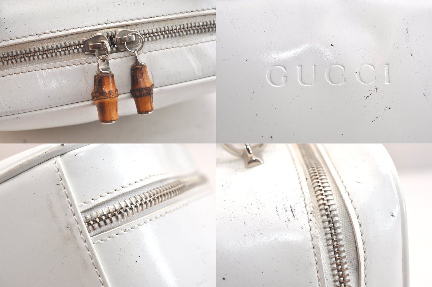 GUCCI グッチ バンブー 2Way ショルダー バニティ バッグ エナメル