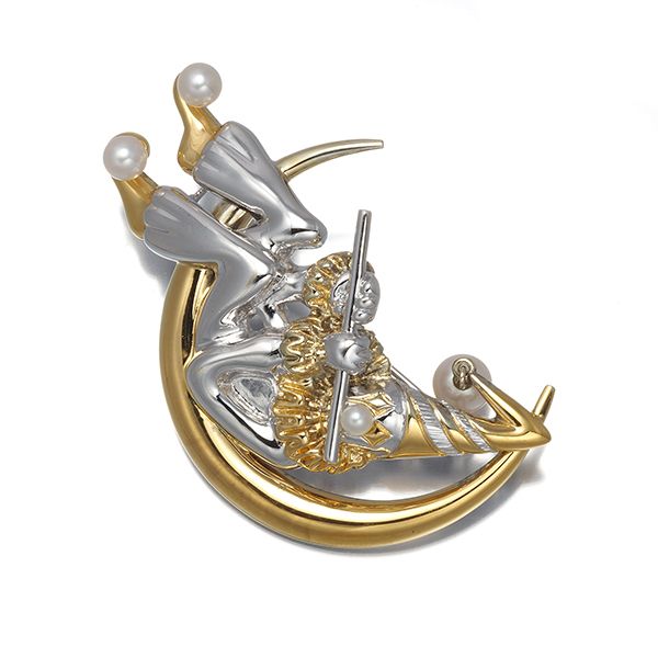 ミキモト ブローチ ベビーパール 真珠 3.0-5.8mm ピエロ シルバー