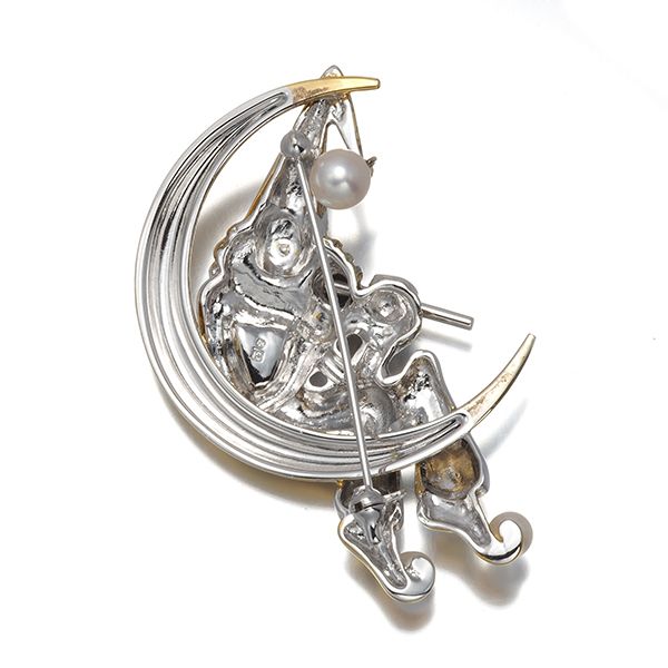 ミキモト ブローチ ベビーパール 真珠 3.0-5.8mm ピエロ シルバー