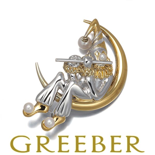 ミキモト ブローチ ベビーパール 真珠 3.0-5.8mm ピエロ シルバー