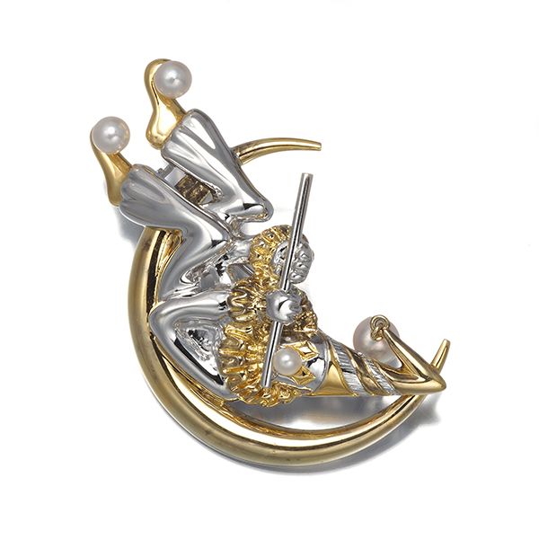 ミキモト ブローチ ベビーパール 真珠 3.2-5.8mm ピエロ シルバー