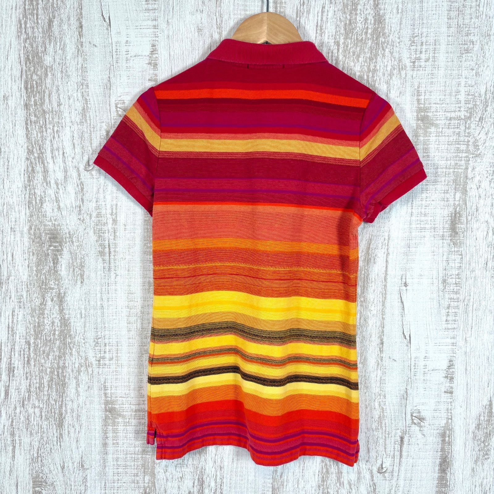 00s RALPH LAUREN ラルフローレン ポニーロゴ刺繍 マルチボーダー サン 