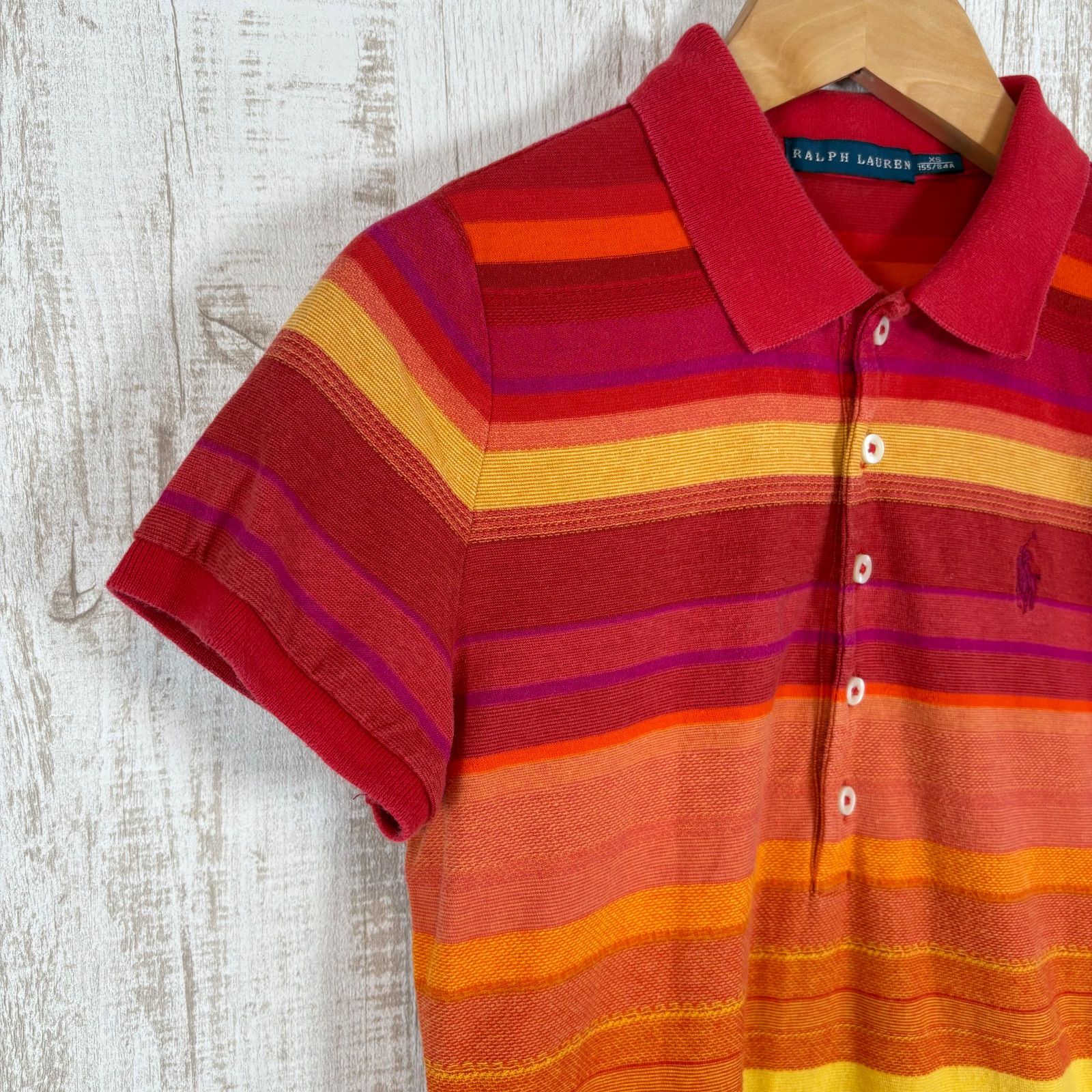 00s RALPH LAUREN ラルフローレン ポニーロゴ刺繍 マルチボーダー サン 