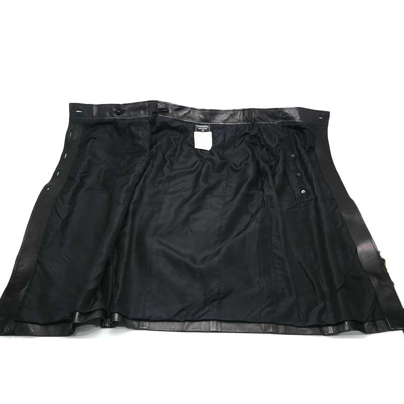 シャネル レザースカート ロング サイズ40 巻きスカート ブラック