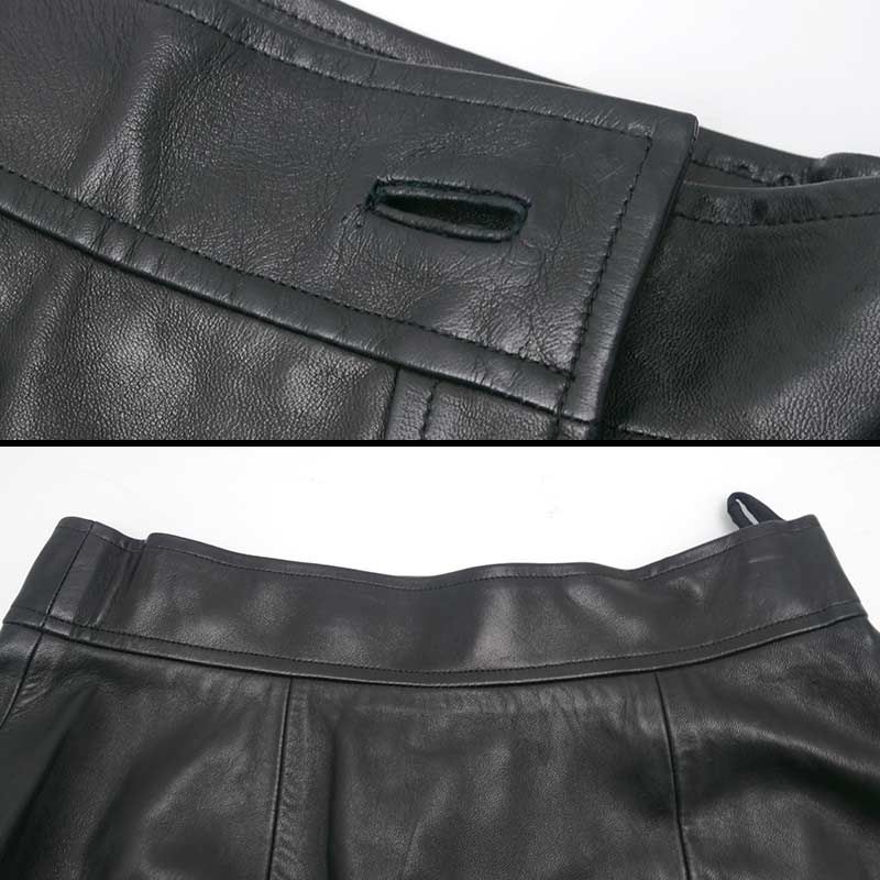 シャネル レザースカート ロング サイズ40 巻きスカート ブラック