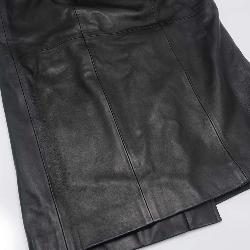 シャネル レザースカート ロング サイズ40 巻きスカート ブラック